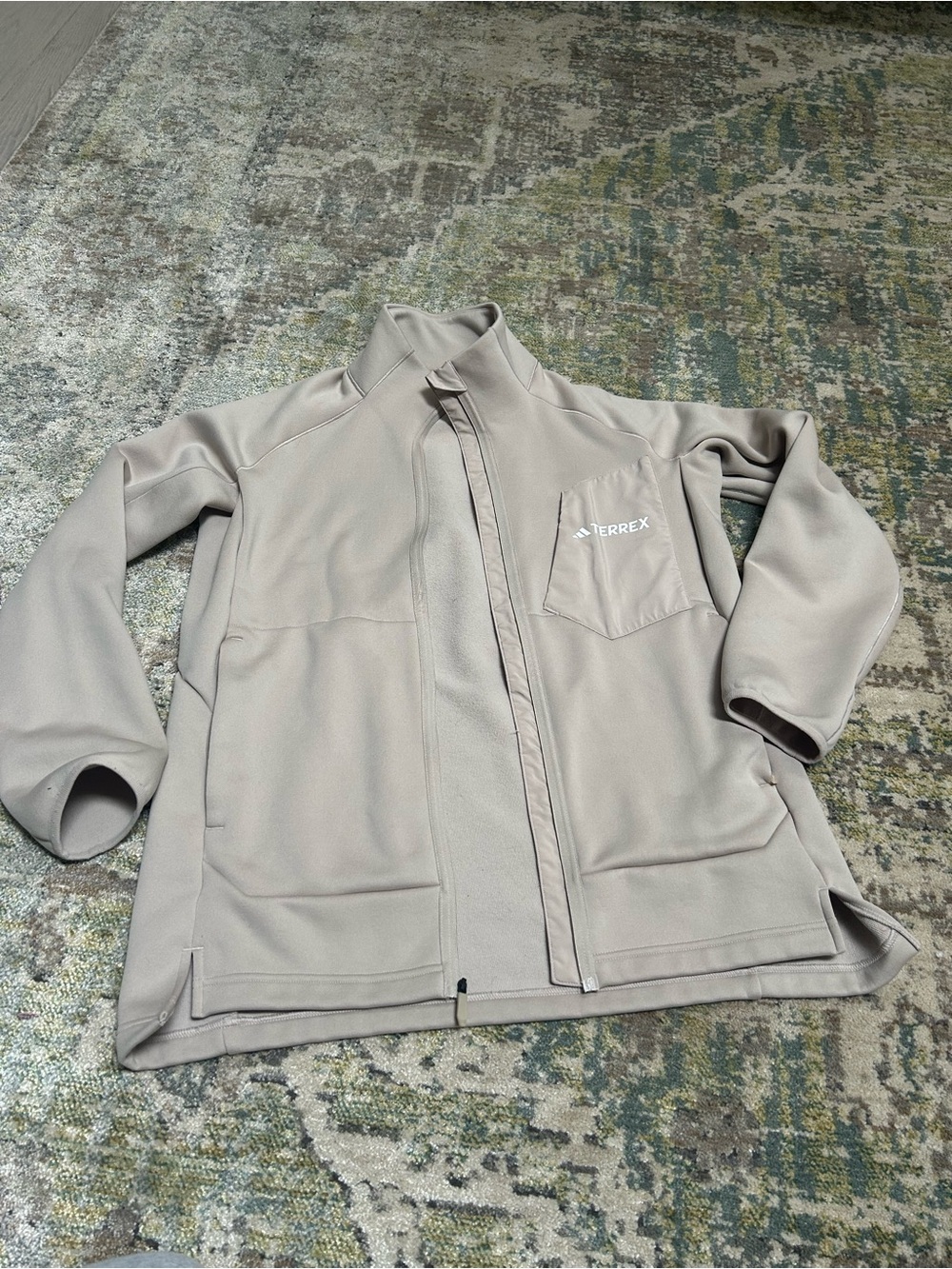 adidas Light Taupe Full-Zip Fleece Jacket
